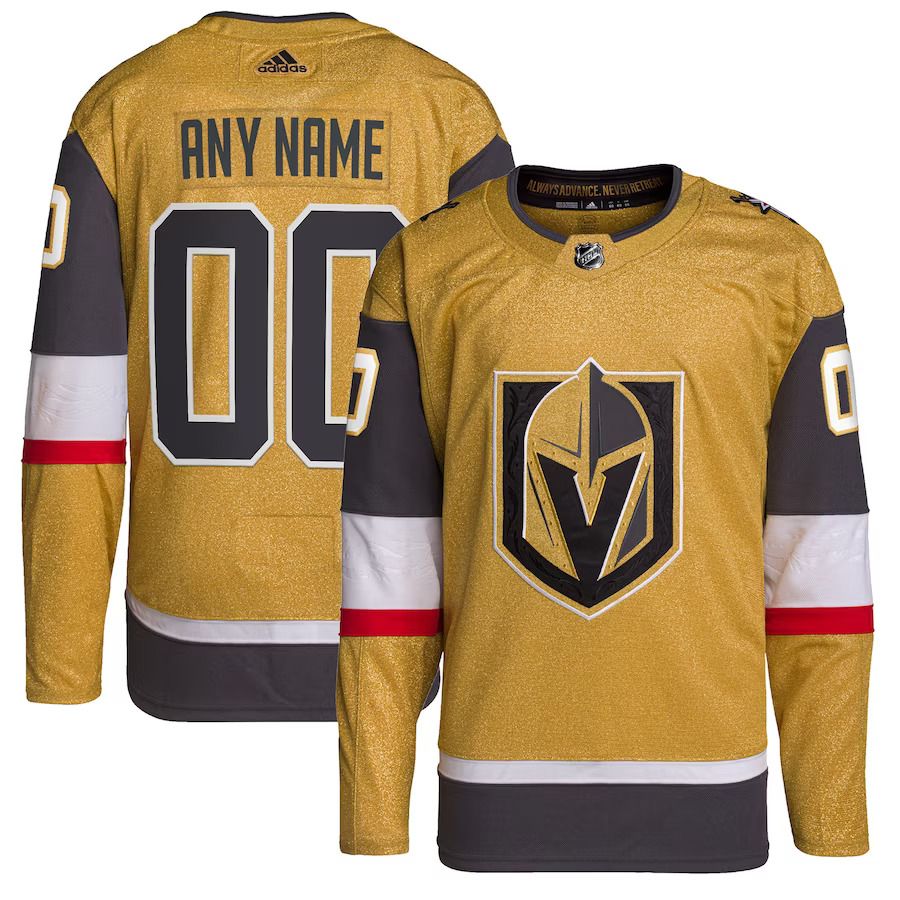 Men Vegas Golden Knights adidas Gold Home Authentic Primegreen Custom NHL Jersey